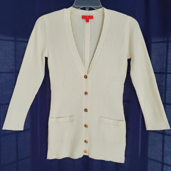 Ivanka Trump Sweaters - Spring Sweater - Ivanka Trump Women White Knit Slim Fit Cardigan Size Small